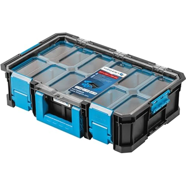 Högert Technik HT7G503 Organizer mit Polycarbonat-Abdeckung, modularer Aufbau, Bechern, Tragfähigkeit bis 20 kg, staubdicht, robuste ABS-Verschlüsse – Bild 1