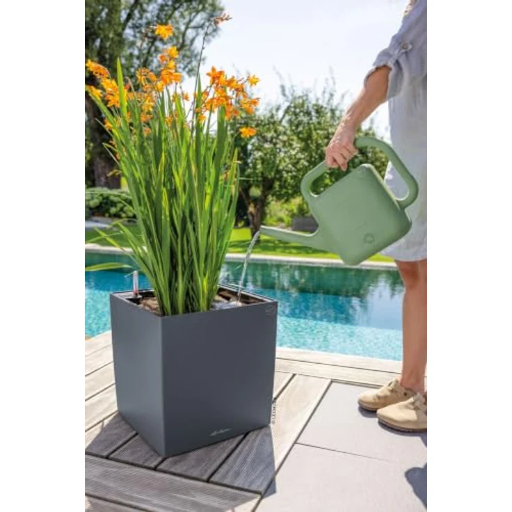 Lechuza® Gießkanne Moja, 10 L Kunststoff, schilfgrün, ergonomisches Design für einfache Pflanzenpflege – Bild 3