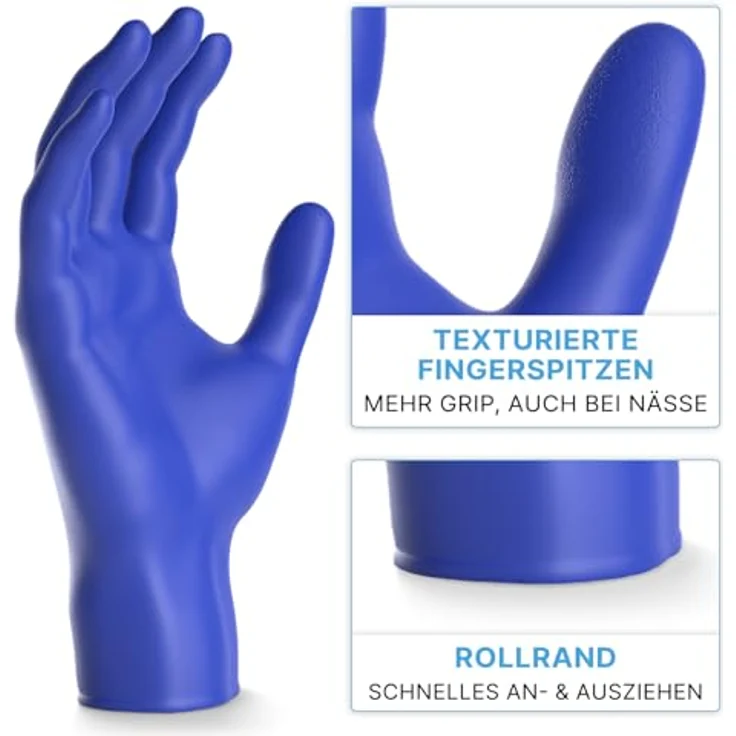 ARNOMED Einweghandschuhe Dunkelblau, 100 Stück/Box, Nitrilhandschuhe L, puderfrei, latexfrei, hautfreundlich, lebensmittelecht, verfügbar in S, M, L & XL – Bild 2