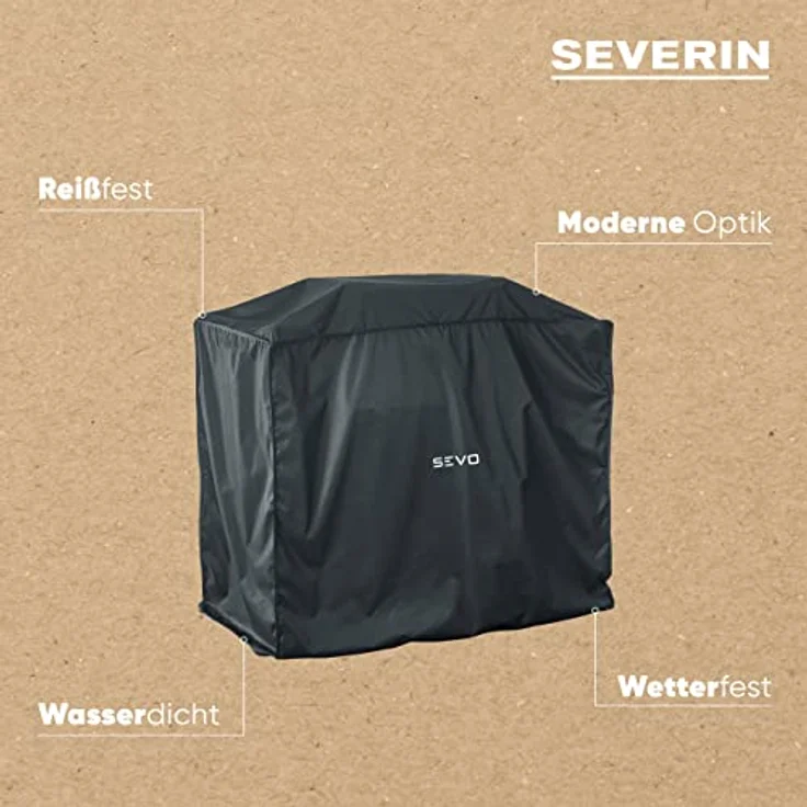 SEVERIN Grillabdeckung SEVO GTS für SEVERIN SEVO (SMART CONTROL) GTS, Grill Abdeckhaube aus wasserdichtem 600D Oxford-Gewebe, robuste Grillhaube gegen Witterung, schwarz, ZB 8128 – Bild 5