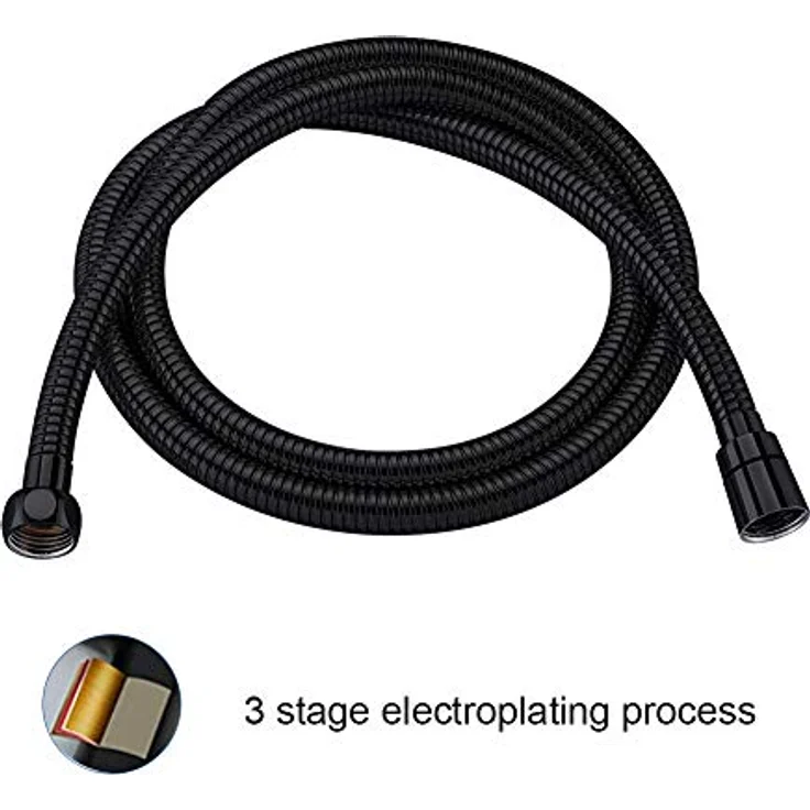 GRIFEMA G851B-18 Verdrehschutz Brauseschlauch, Duschschlauch, 1.8M, Edelstahl, Schwarz [Exklusiv bei Amazon] – Bild 4