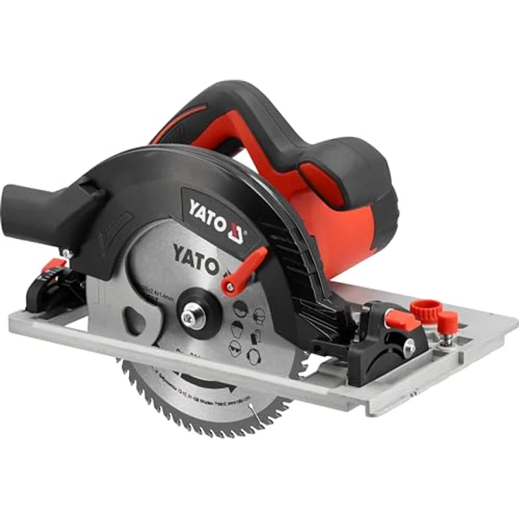 Yato Handkreissäge 1600 W, Kreissäge mit 190 mm Sägeblatt, 60 Zähne, 66 mm Schnittiefe, 0–45° Schnittwinkel, inkl. Führungsschiene – Bild 1