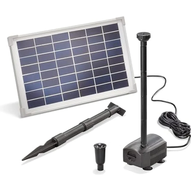 Esotec Solar Teichpumpenset 12/650 Pro, Komplettset mit 12W Solarmodul, Sprinklerpumpe, Förderhöhe 1,4m, 650l/h für süßes Wasser – Bild 1