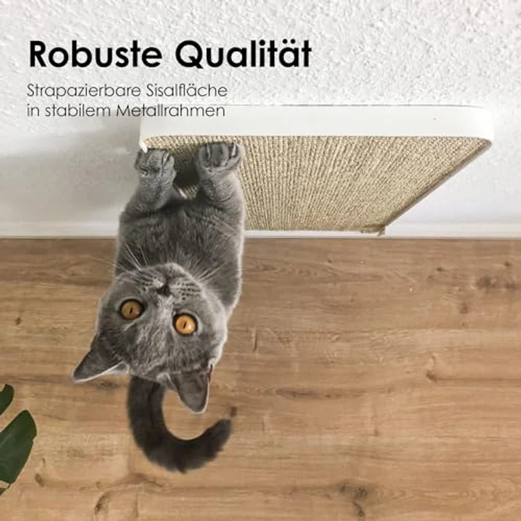 LucyBalu® Katzen Kratzbrett für die Wand, Austauschbare Sisal Kratzmatte mit Metallrahmen, Weiß, Kratzschutz und Wall-Mount Design – Bild 4
