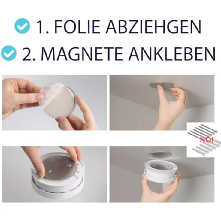 König Design Rauchmelder Magnethalter 20 Stück Selbstklebende Magnethalterung für Rauchmelder Ø 70mm schnelle & sichere Montage ohne Bohren und Schrauben für alle Feuermelder und Rauchwarnmelder – Bild 4