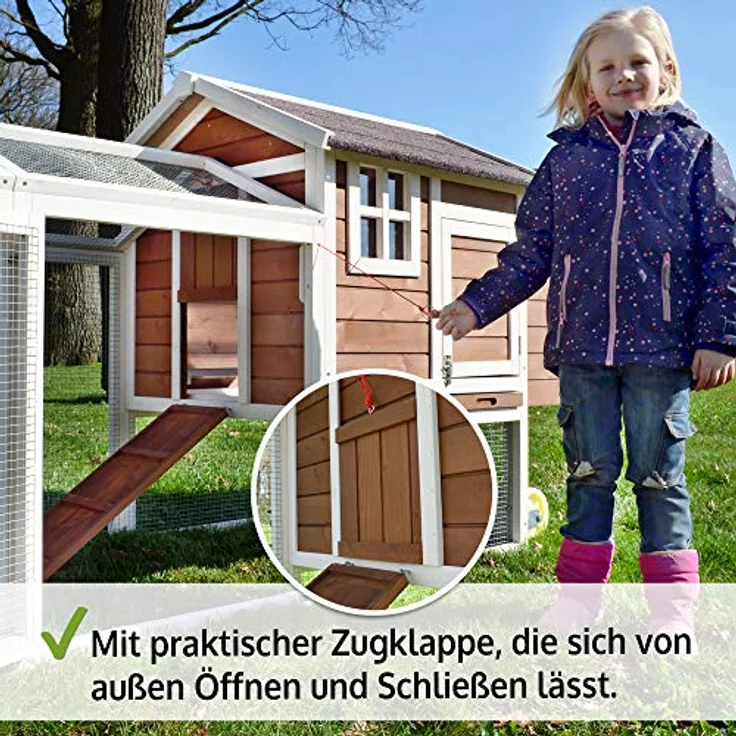 zooprinz Große Hühnervoliere Mobi - Witterungsbeständiger Hühnerstall aus Vollholz mit Rollen, leicht zu reinigen – Bild 4