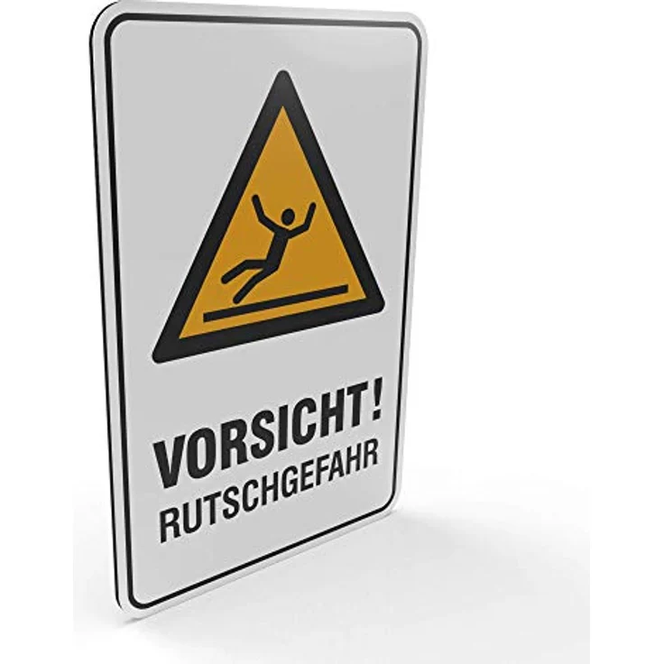 Betriebsausstattung24® Warn-Kombischild "Vorsicht Rutschgefahr", Aluminium Verbundplatte, 30,0 x 20,0 cm, UV-beständig, wetterfest, temperaturbeständig -50 bis +80 °C – Bild 1