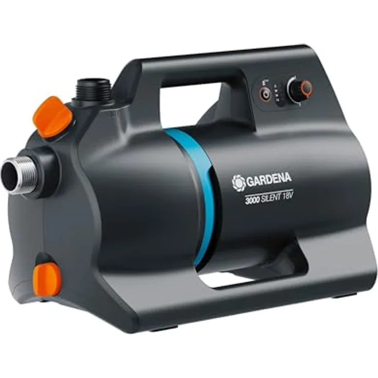 Gardena Akku-Gartenpumpe 3000 Silent 18V P4A solo, Wasserpumpe mit 3000 l/h Fördermenge, stufenloser Druckeinstellung und UV-geschütztem Gehäuse