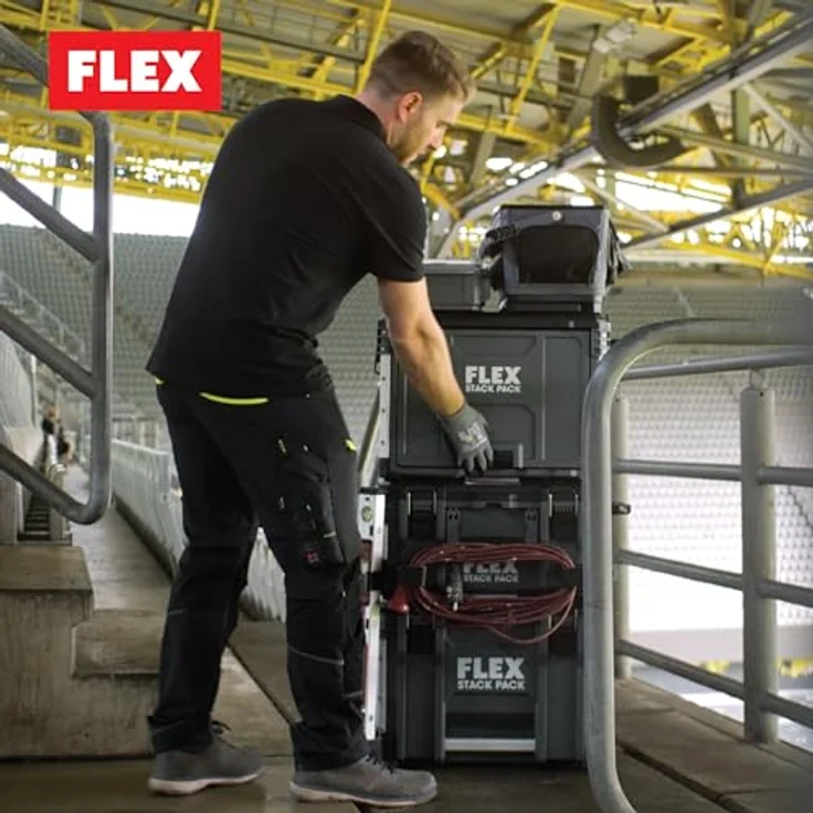 Flex-Tools Werkzeugkoffer 533246 TKA SP RD, Roller Trolley STACK PACK mit praktischem Zubehör, rot – Bild 4