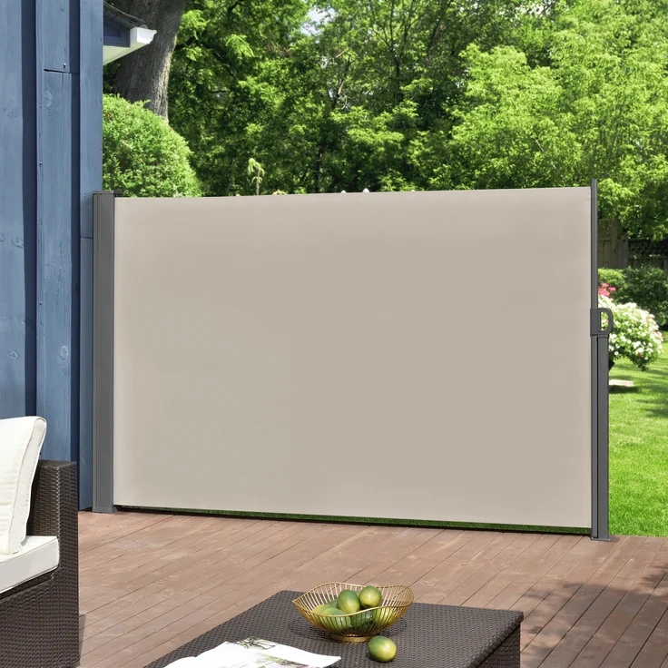pro.tec Seitenmarkise 180x300cm beige Sichtschutz Markise Sonnen- & Windschutz mit einfacher Montage und elegantem Design