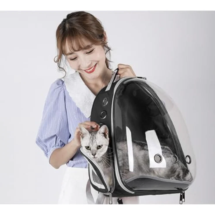 Haustier Rucksack mit transparentem Plexiglas Atmungsaktiv Raumkapsel für 5kg 23309 – Bild 5
