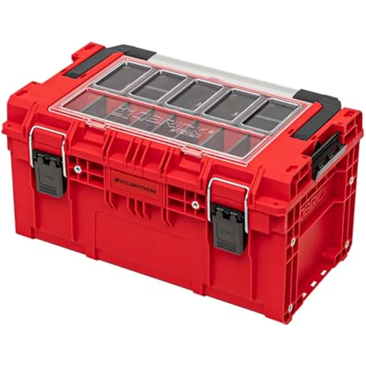 Tool Brothers RHINO PRIME Toolbox 250 Expert RED ULTRA HD Custom, stapelbar, wasser- und staubdicht mit Organizer, 535 x 327 x 277 mm, 26 Liter Kapazität
