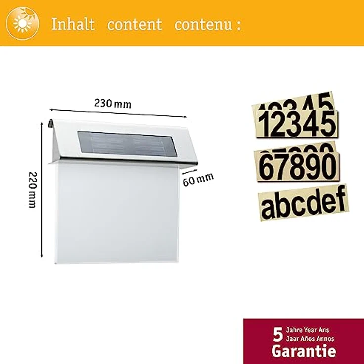 Paulmann Special Solar Hausnummernleuchte IP44 LED 1x0,2W Edelst.-Weiß Edelstahl-Acryl – Bild 5