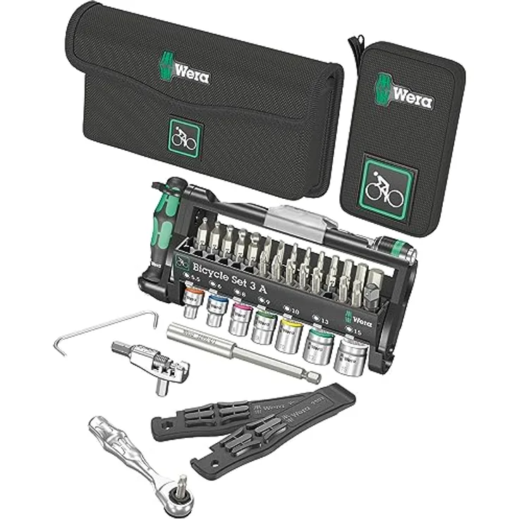 Wera 05004183001 Bicycle Set 3 A, Fahrrad Steckschlüsseleinsatz Satz mit Bit Ratsche und Kettenwerkzeug, 40-teilig