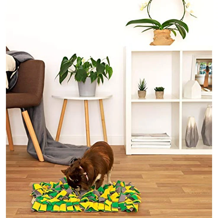 lionto Schnüffelteppich für Hunde Suchteppich Trainingsmatte, (S) 50x34 cm gelb/grün – Bild 3