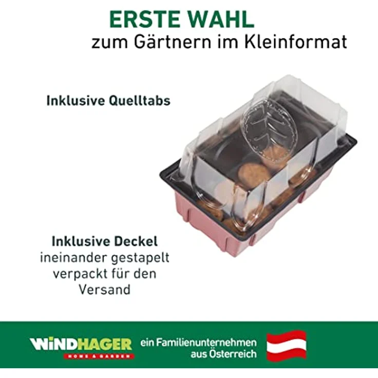 Windhager Zimmer-Gewächshaus Mini inklusiv 8 Quelltabs, terracotta - anthrazit, 11 x 19 x 6 cm, 06842 – Bild 6