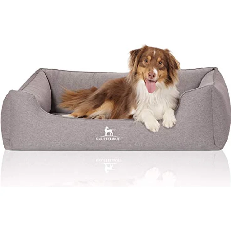 Knuffelwuff Orthopädisches Hundebett Leano aus Velours Übergröße XXXL 155 x 105cm Grau - Abnehmbarer Bezug - Waschbar - Für große, mittelgroße und kleine Hunde – Bild 1