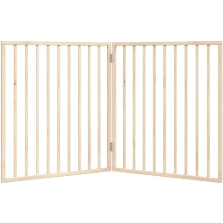 vidaXL Hundetor 3-TLG., Hundegitter Faltbar Pflegeleicht, Schutzgitter für Wohnzimmer Küche Treppe, Haustiertor Türschutzgitter, Pappelholz – Bild 5