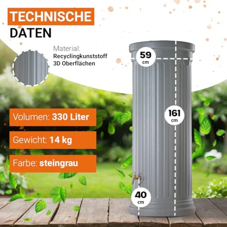 Garantia Säulentank 330 Liter - steingrau – Bild 4