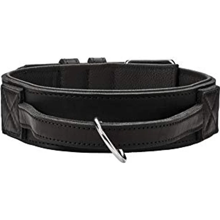 HUNTER Larvik Trainingshalsband mit Griff, Hundehalsband, Leder, strapazierfähig, 65 (L), schwarz – Bild 3