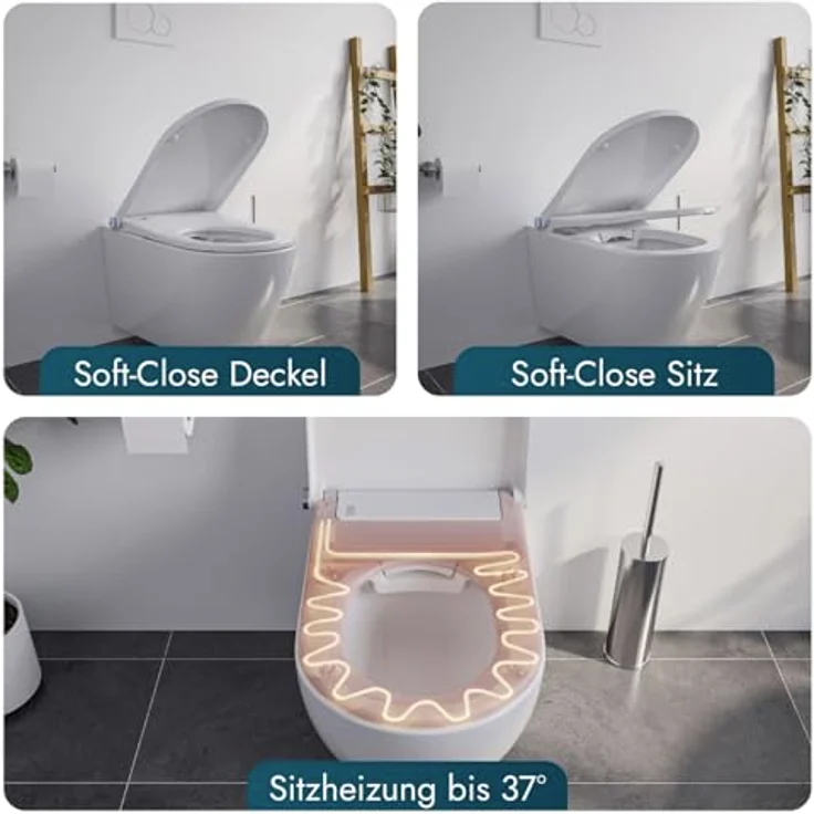 Bernstein Dusch-WC PREMIUM 1102, Dusch-WC mit Sitzheizung, Entkalkungsfunktion, LED-Nachtlicht, Weiß, 2 Benutzerprofile – Bild 6