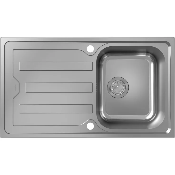 Hansgrohe S44 Einbauspüle 342, Edelstahl, mit langer Abtropffläche, 860x500mm, reversible Ausrichtung, automatische Ablaufgarnitur
