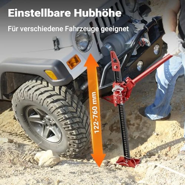 Wiltec Offroad Wagenheber bis 3000 kg max. 76 cm, Farmer Jack aus Stahl, ideal für Geländewagen, SUV, ATV und Anhänger – Bild 6