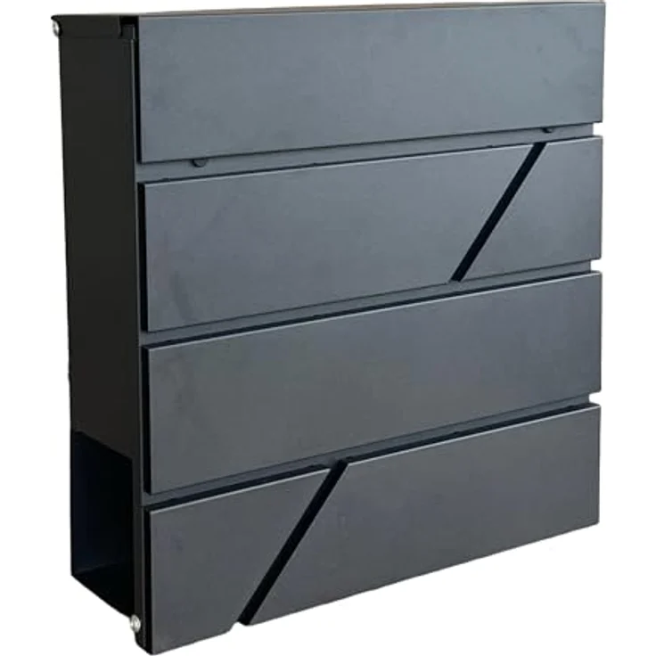relaxdays Wandbriefkasten Metall, Briefkasten mit Zeitungsfach und Zylinderschloss, schwarz – Bild 1
