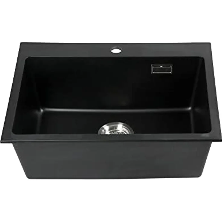Stabilo Sanitär Einbauspüle "Kingston" Granitspüle 450 mm x 600 mm x 215 mm mit Zubehör schwarz Granitoptik – Bild 2