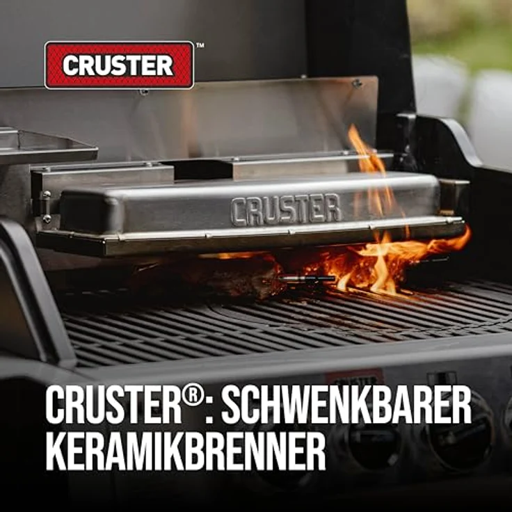 Enders Gasgrill UNIQ 3 IK Cruster, Gasgrill mit ultraheißem CRUSTER, 800°C Turbo Zone, Edelstahlbrennern, emailliertem Gussrost - Schwarz – Bild 3