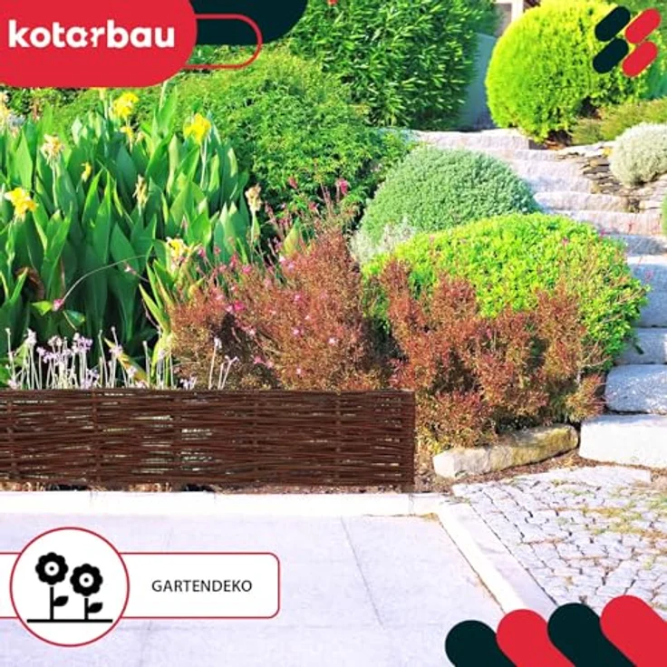 KOTARBAU® Beetbegrenzung Weidengeflecht 5er Set, Garten Beeteinfassung für Blumen und Gemüse, 100 x 20 cm, ökologisch und stabil – Bild 2