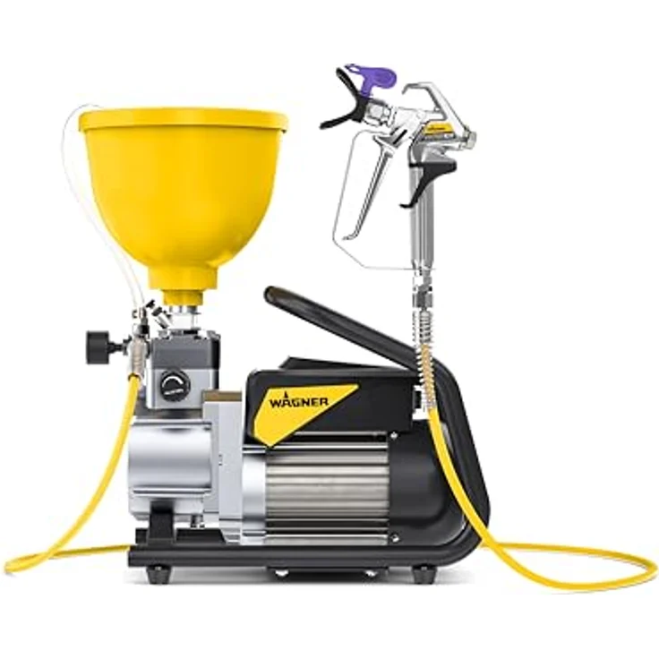 WAGNER Membranpumpe SuperFinish 21 Pro, Airless Lackiergerät mit 2,1 l/min Fördermenge, inkl. 3,7-Liter-Oberbehälter und Vector Pro Pistole – Bild 1