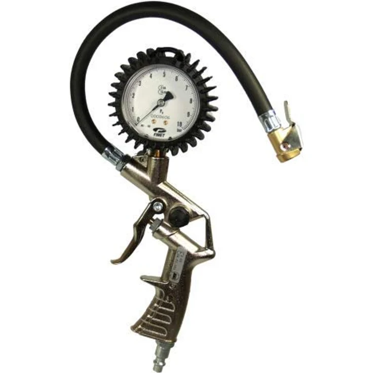 Aerotec 200548 Druckluftpistole - Reifenfüller Set | Reifenfüllerpistole mit 3 Adaptern, Wika Manometer und 30cm Gummischlauch | Geeicht, Druck bis 10 Bar, Standard SK Nippel, Material: Aluminium – Bild 2
