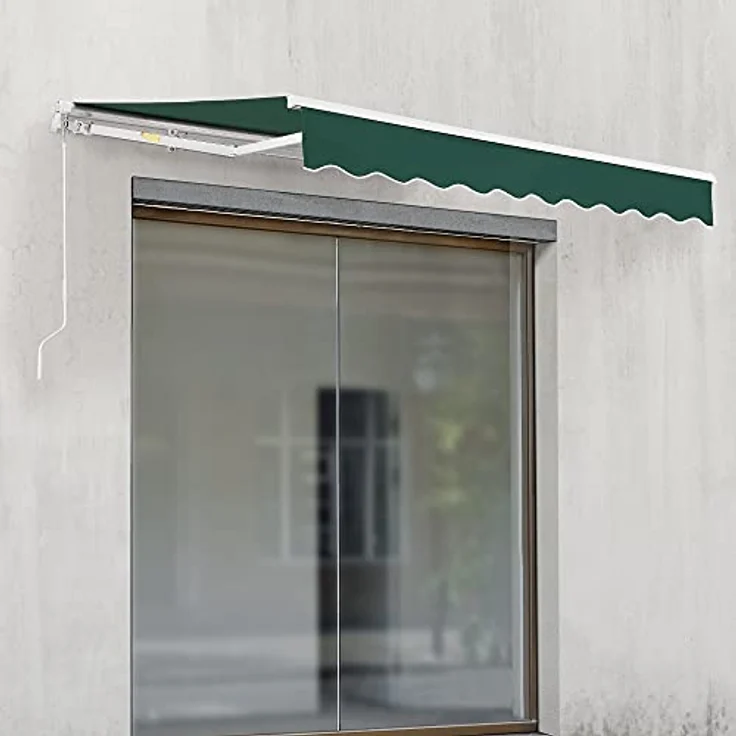 (en.casa) - Gelenkarmmarkise 300x250cm mit Handkurbel Dunkelgrün – Bild 5