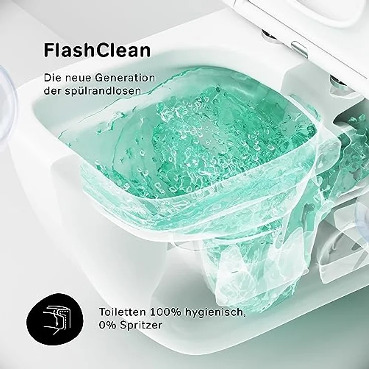 Spülrandloses WC quadratisch mit Softclose Toilettensitz, Toilette für Gäste-WC, Hänge-WC CGA1700SC Gem FlashClean aus Keramik, Wand-WC, 345mm kurz, Weiß – Bild 3