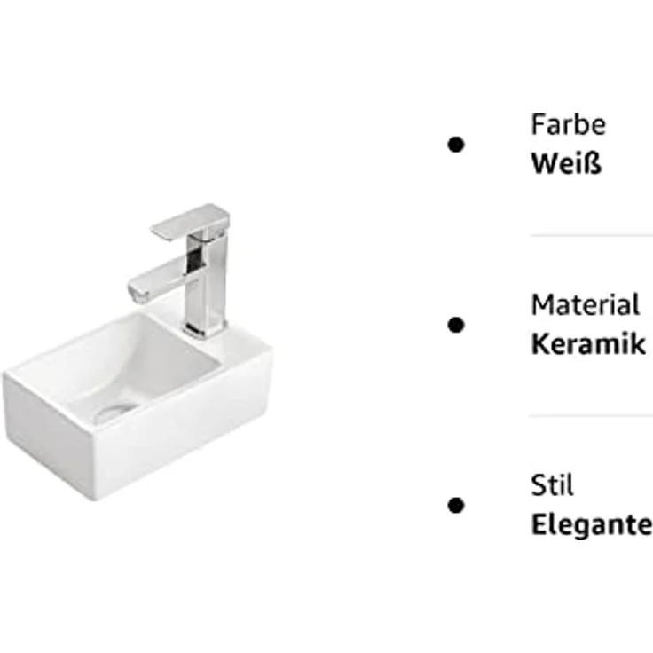 Design Waschtisch Kleines Gäste Wc Handwaschbecken Hahnloch Rechts Waschbecken - Preisvergleich – Bild 4