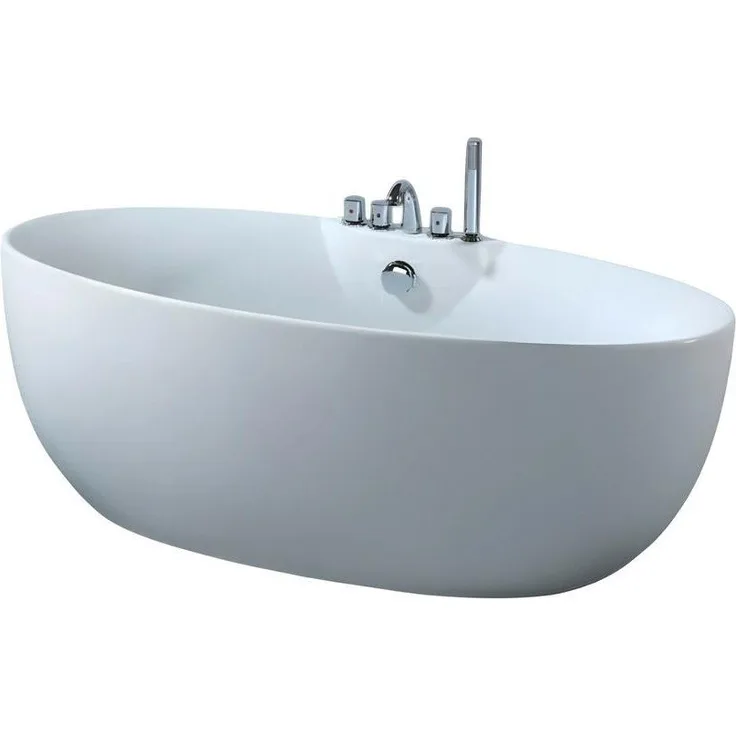 Xlmoebel Acryl Relaxwanne oval, freistehende Badewanne in strahlend weiß, mittiger Ablauf, 170 cm