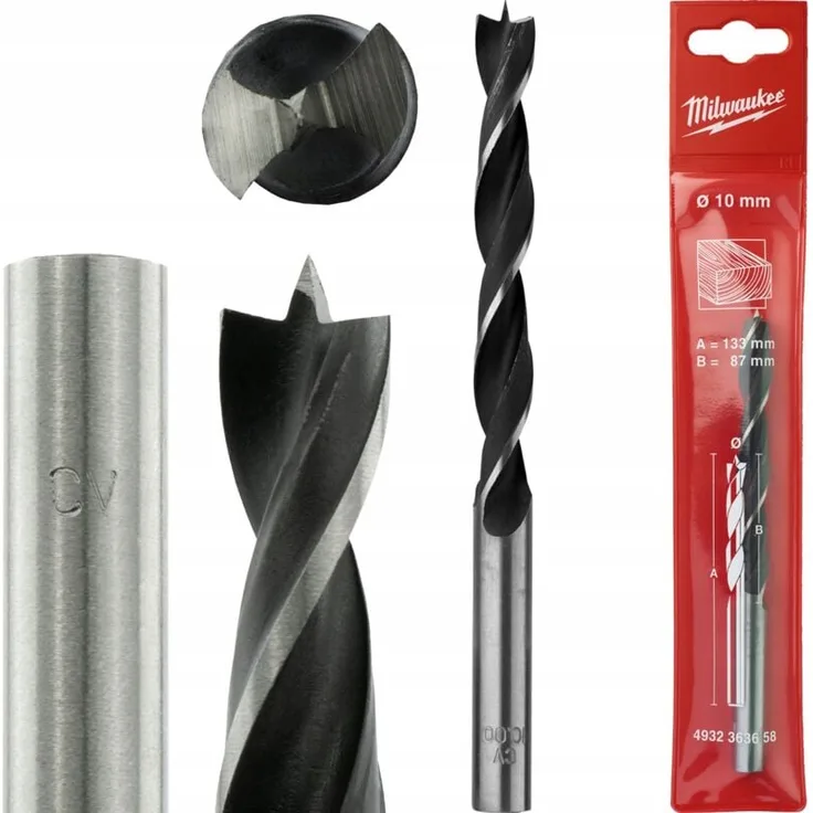 Milwaukee Holzbohrer 10 mm, 87 mm Arbeitslänge, geeignet für Hart- und Weichholz, 1 Stück