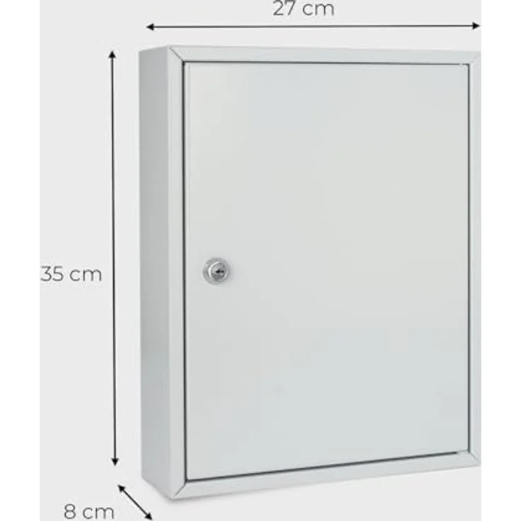 HMF Schlüsselkasten Abschließbarer Schlüsselschrank mit 42 Haken, verstellbare Hakenleisten, 35 x 27 x 8 cm, lichtgrau – Bild 3