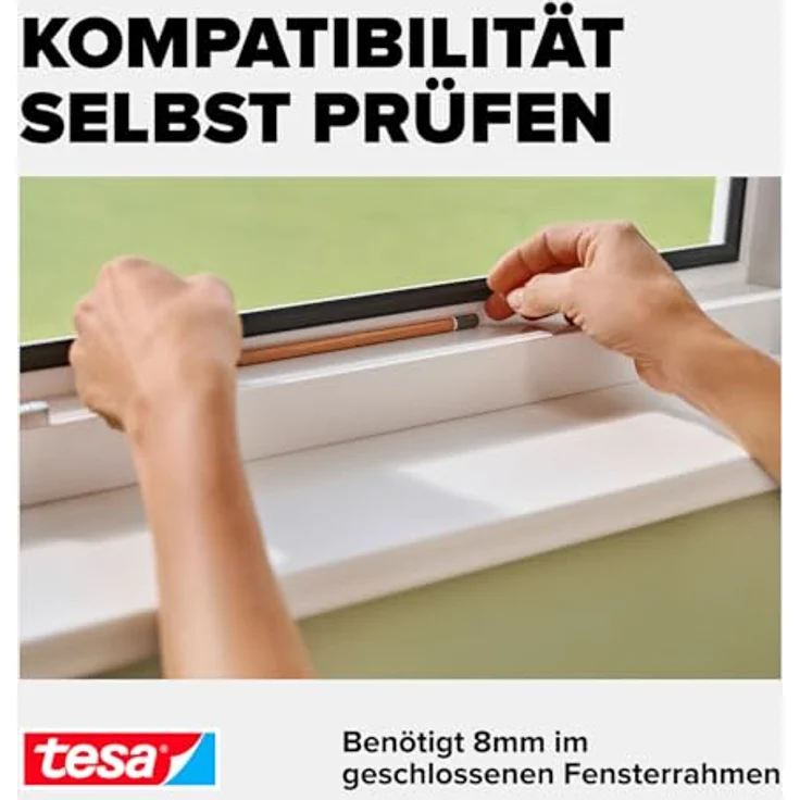tesa Insect Stop mit Anklipsrahmen, Fliegenschutznetz 120 x 240 cm, schwarz, hohe UV-Beständigkeit, einfaches Anbringen mit Klips-Mechanismus – Bild 7