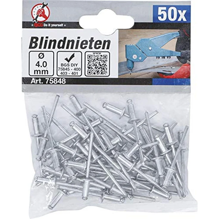BGS Do it yourself 75848 | Blindnieten-Sortiment | Ø 4,0 mm | 50-tlg. | Aluminium mit Stahlstift – Bild 3