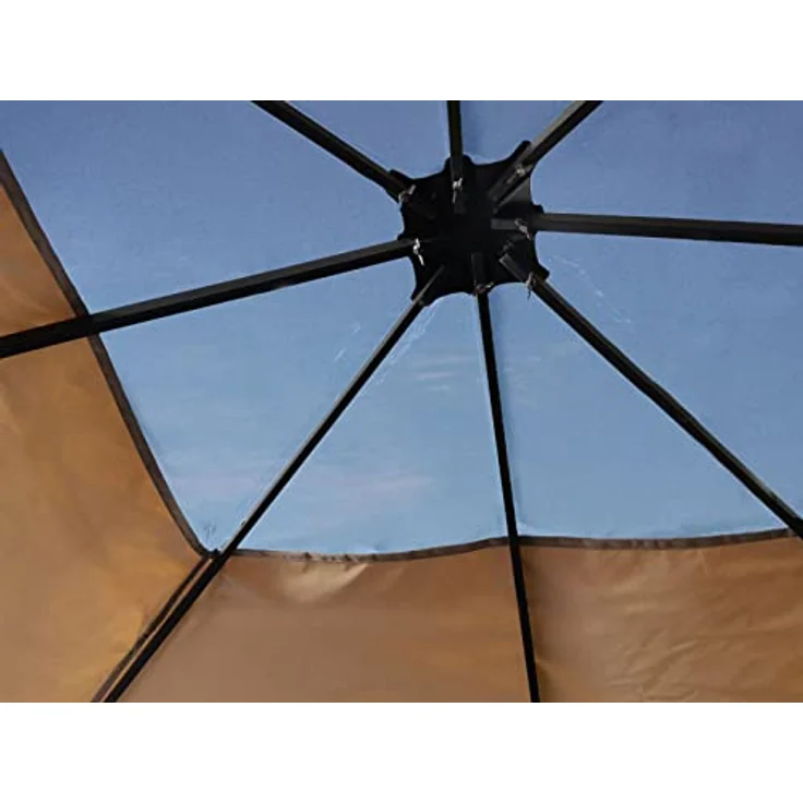 Quick Star Pavillon-Ersatzdach 3x3m Sand Clear Top, Polyester 260 g/m² mit Klarsichtfenster und wasserdicht versiegelten Nähten – Bild 2