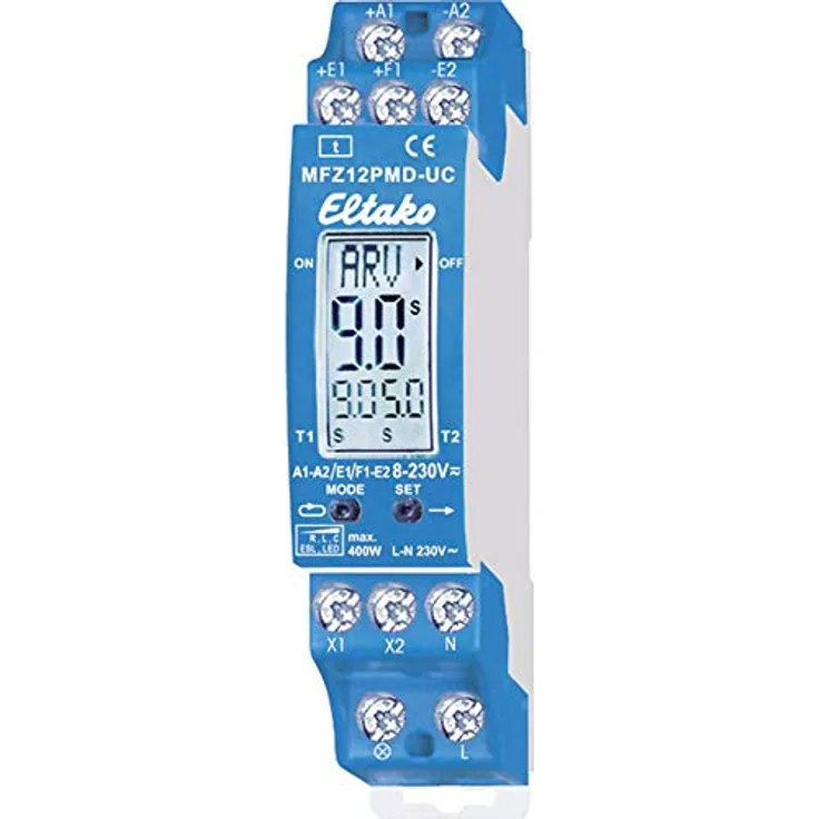 Eltako MFZ12PMD-UC, Vollelektronisches Multifunktions-Zeitrelais mit 18 Funktionen für Reiheneinbau