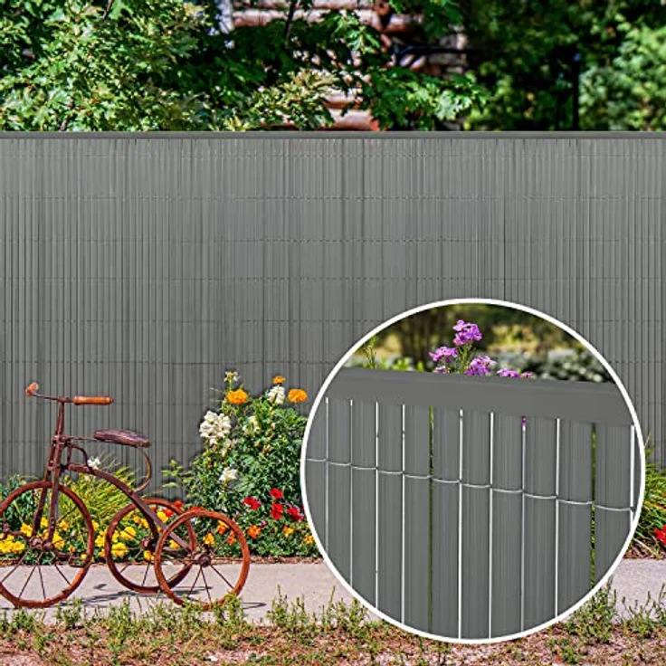 Sekey PVC Zaunschiene Abdeckprofil 5pcs x 1m, Schutzzubehör für PVC Sichtschutzmatte, 1 m/Wurzel, 5er Set, Grau – Bild 3