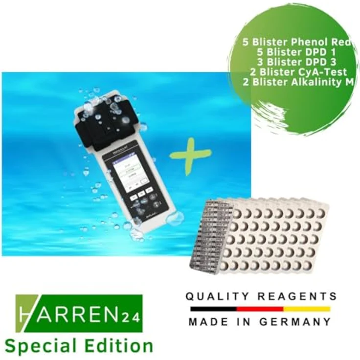 Harren24 PoolLAB 2.0, Elektronischer Wassertester mit 24 Parametern, Bluetooth, WLAN und 170 Testtabletten – Bild 2
