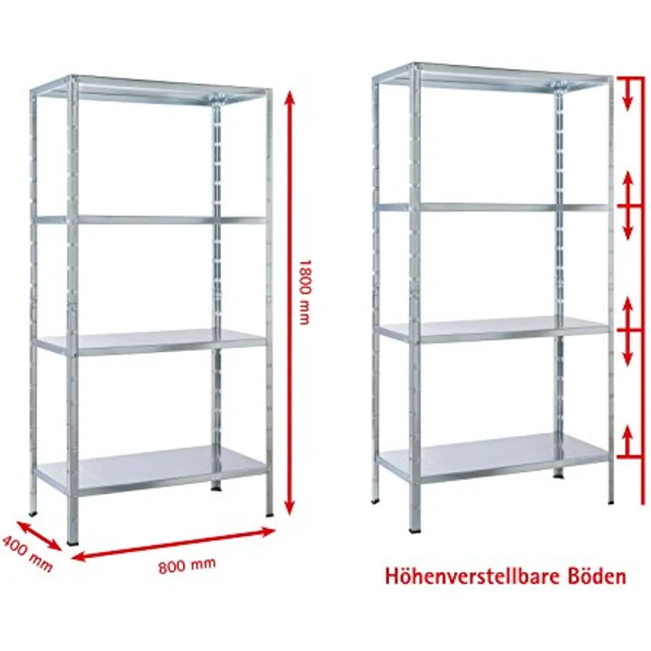 Schulte Regalwelt Lagerregal mit 4 PowerMAX-Fachböden, 180x80x40cm Regalsystem, Steckregal mit einfacher Montage ohne Verschrauben, Traglast je Boden bis zu 65 Kg (bis zu 260 Kg Gesamttraglast) - 4056397004431 – Bild 3