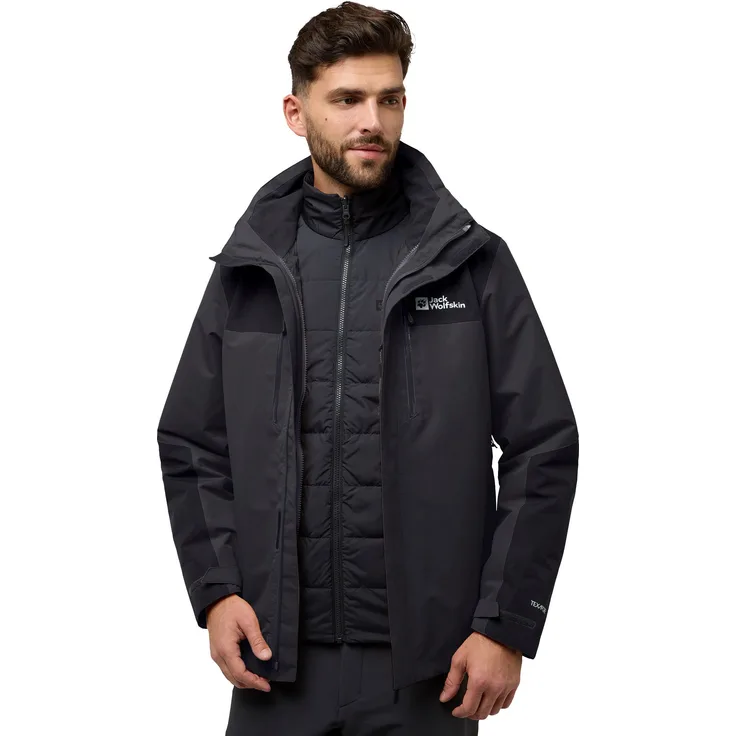 Jack Wolfskin 3-in-1-Funktionsjacke JASPER 3IN1 JKT M, wasserdicht mit PRIMALOFT® Innenjacke, schwarz
