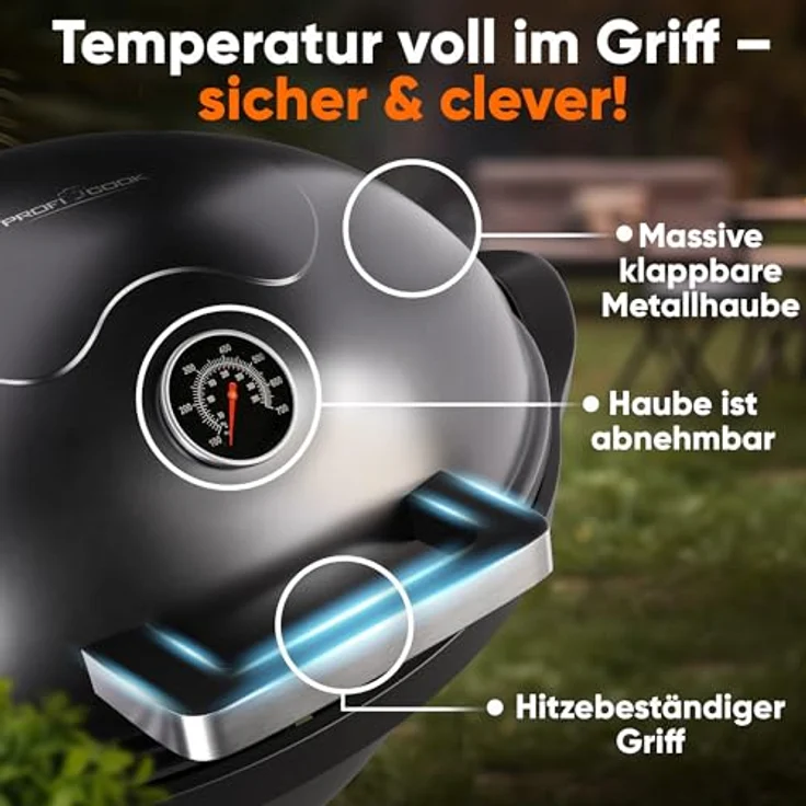 ProfiCook® PC BQS 1303 Elektrogrill, 2400W, rauchfrei, 2in1 Tisch-/Standgrill mit Temperaturanzeige, Aluminium-Grillplatte für Indoor & Outdoor, einfache Reinigung – Bild 4
