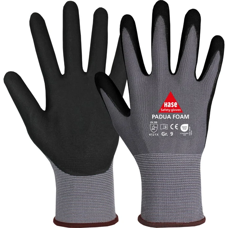 Hase Safety Gloves Padua Foam Montagehandschuh-Set, Nylonfeinstrick mit Nitrilschaum, guter Grip, atmungsaktiv, 10 Stück, Größe 6-12 – Bild 1