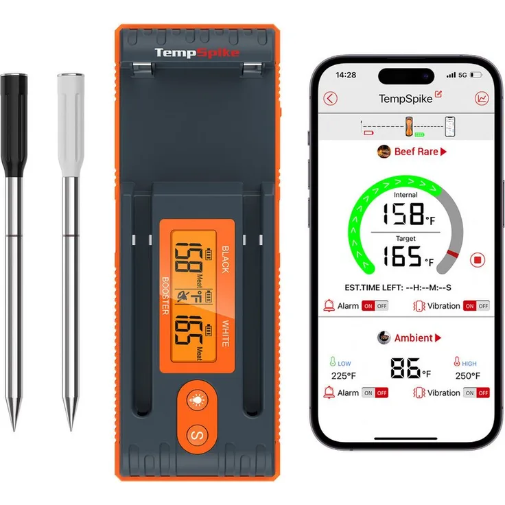 ThermoPro Grillthermometer TP962W, kabelloses Grillthermometer mit App-Steuerung und mehreren Messfühlern